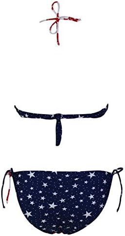 JeFF Women's Two Piece USA Flag Push-up Triangle Bikini Set Swimsuit Large