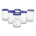 NOVICA Artisan Crafted Hand Blown Clear Blue Recycled Glass Juice Glasses, 14 oz. 'Classic' (set of 6)