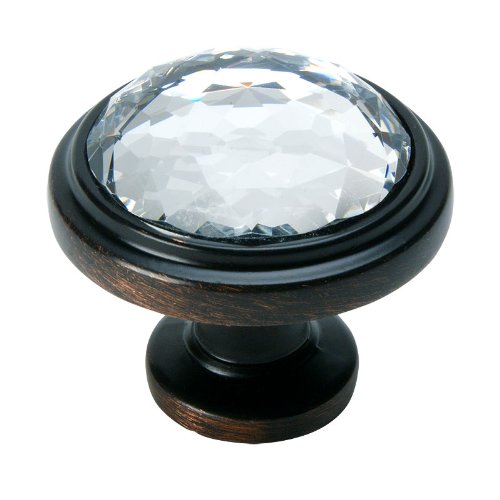 Cosmas 5317ORB-C Oil Rubbed Bronze Cabinet Hardware Round Knob with Clear Glass - 1-1/4