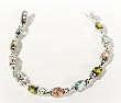 Multi-Color Oval CZ Silver Bracelet (Peridot, Aqua, Pink)