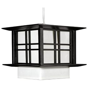 Quality Affordable Discount Ceiling Light - 10" Akida Japanese Wood Rice Paper Hanging Shoji Lantern Lamp - Black