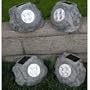 Homebrite Polyresin Garden Landscape Solar Rock Spot Light 30847, Small, Set of 4, Gray