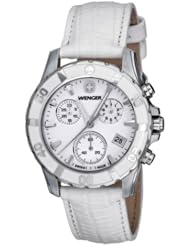 Wenger Womens 70741 Sport Chrono White Dial White Leather Watch