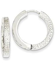 Textured And Polished Hinged Hoops in 14K White Gold, 22mm (7/8")