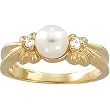 14K Yellow Gold Akoya Cultured Pearl and Diamond Ring - 6.00mm