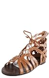 Fenchel03 Laced Cutout Gladiator Sandals CHESTNUT