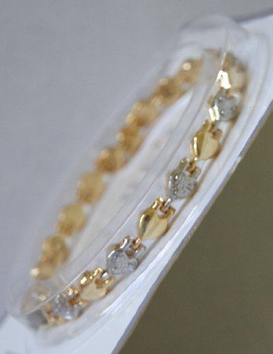 Magnetic Therapy Bracelet Gold & Silver Tone Heart Links