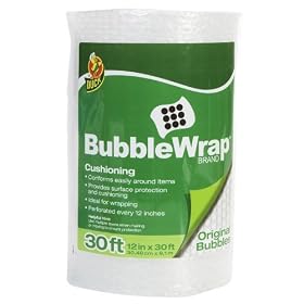 Duck Brand Bubble Wrap Protective Packaging, 12-Inch Wide Roll, 30-Feet x 0.18 Inches, Clear (10230)