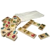 28 Wooden Oversized Dominoes with Vehicles Made in the USA.