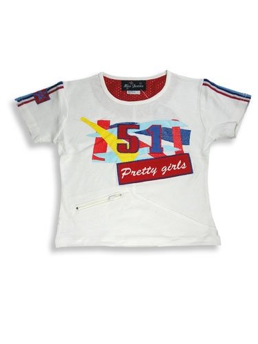 Miss Jeans - Girls Short Sleeved Tee - White - Multi