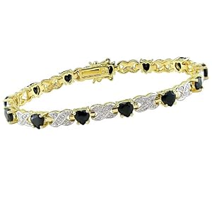 Gelbgold Overlay Sterlingherz Saphir und Diamant Armband