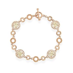 18K Rose Gold Over Sterling Silver Champagne  Clear CZ C