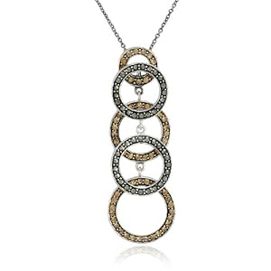 Sterling Silver Marcasite and Crystal Round Link Pendant, 18 by