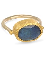 Nava Zahavi Small Oval Labradorite Wrapped 24K Gold on Gold Band Ring, Size 6.5