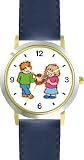 41w7hrViPwL. SL160  Boy and Girl with Valentine   WATCHBUDDY® DELUXE TWO TONE THEME WATCH   Arabic Numbers   Blue Leather Strap Size Large