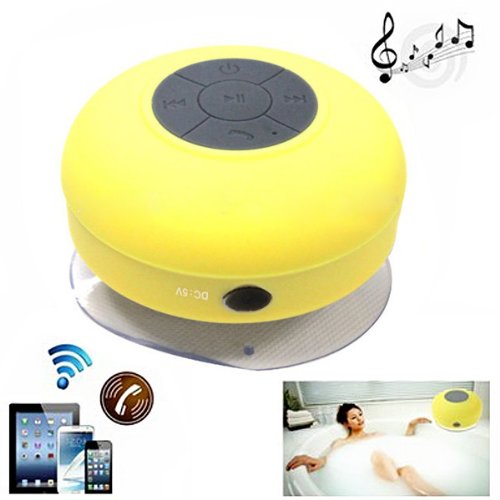 Pixnor BTS-06 Mini Waterproof Hands-free Bluetooth Speaker with MIC Suction Cup for iPhone /iPad / Cellphones (Yellow)