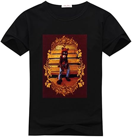 Yagui Men's Kanye West the College Dropout Short Sleeve Crew Neck T-Shirt Black Size XL