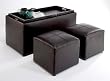 Convenience Concepts 143012 Sheridan Faux Leather Storage Bench with 2 Side Ottomans, Dark Espresso