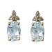 10k Yellow Gold Oval Aquamarine & Diamond Stud Earrings