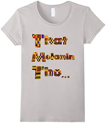 Women's That Melanin Tho T-Shirt - African Print Kente Inspired Large Silver