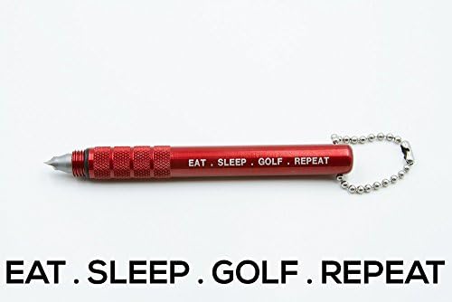 EAT.SLEEP.GOLF.REPEAT laser engraved - RED TruGroove Golf Club Groove Sharpener - Improved Backspin - Wedges and Irons - with 2 Free Color Matched Ball Markers - Lifetime Warranty - Made in USA
