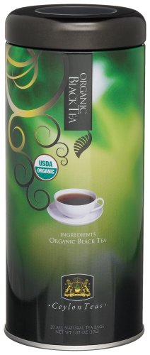 Silkenty Organic Black Tea, 20-Count Tea Bags in Canister (Pack of 12) by Ceylon Teas