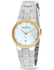 Skagen Womens 455SSRX Skagen Denmark Mother-Of-Pearl Dial with Round Case Watch