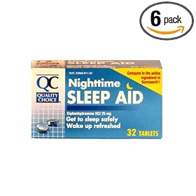 Quality Choice Night Time Sleep Aid Tablets 32 Count,  Boxes (Pack of 6)