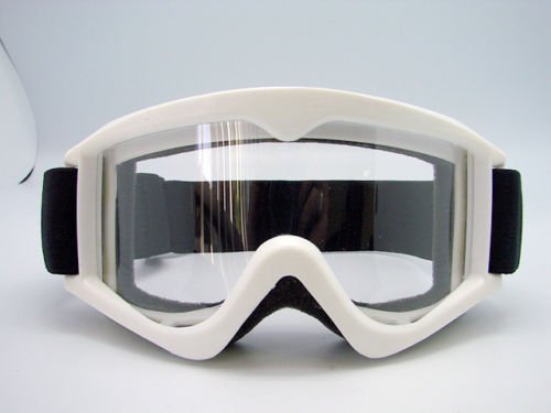 Adult WHITE GOGGLES Motocross MX Dirt Bike ATV