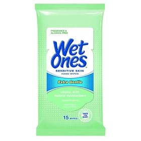 Wet Ones Moist Towelette For Sensitive Skin, Travel Pack, 15-Count