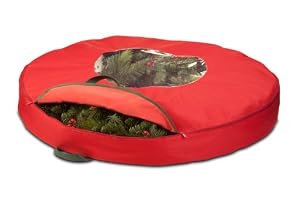 Honey-Can-Do SFT-02927 36-Inch Canvas Wreath Storage, Red