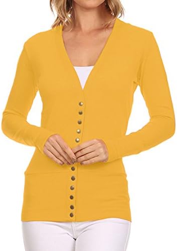 Snap Button Cardigan (Small, Mustard)