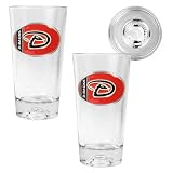 Arizona Diamondbacks Oval Logo 2 Piece Pint Ale Glass Set with Baseball Bottom