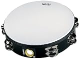 Remo Tambourine, Economy, 10-inch Diameter, 8 Pairs Jingles x 2 Rows, Quadura Black