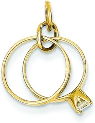 14K Yellow Gold Wedding Rings Charm Marriage Jewelry