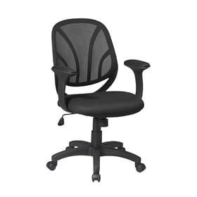 Office Star Screen Back Mesh Seat Chair with Mesh Fabric Paded T Arms