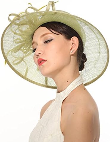 Church Kentucky Derby Carriage Tea Party Wedding Wide Brim Sinamay Hat Lime