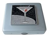 Black Sparkle Martini Mirror Pill Box