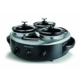 Crock-Pot SCRTD305-BS 1-Quart Triple Dipper Food Warmer with Portable Lid, Stainless Steel