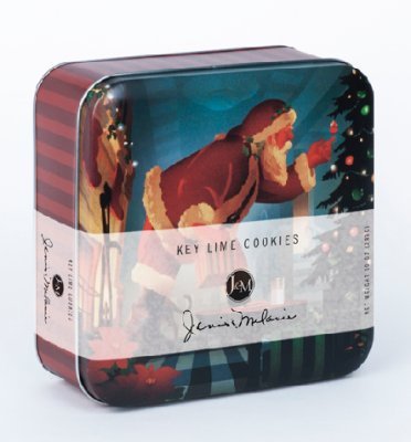 Jm Foods Key Lime Cookies 16 Oz. Santa Christmas Tree Tin
