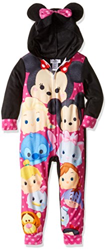 Disney Girls  Little Girls  Tsum Tsum Minnie Mouse Hooded Fleece Blanket Sleeper, Black, 6