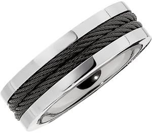 8.0mm Titanium Band with Black Immersed Plate Cable, Size: 10