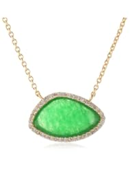 Marcia Moran "Forest" Gold Plated Cubic Zirconia Surrounding Horizontal Organic Stone Pendant Necklace, 17.5"