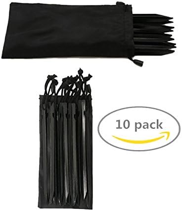 HAKOPEN 10 PCS Ground Hog Stake Kit / Tent Pegs / Tent Stake,Black