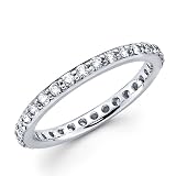 Round Diamond Eternity Band 14k White Gold Anniversary Ring (0.61 CTW), Size 6