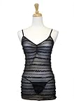 Exposed by Magic Silk Ruffle Mesh Tube Dress/G-String Set, Sml/Med, Black