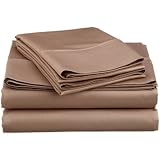 Solid Taupe 600 Thread Count Egyptian cotton Bed Sheet set with 25"Extra Deep Pocket Solid ( Expanded Queen/Olympic Queen Size)