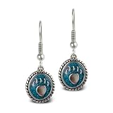 Mosaic Inlay Sterling Bear Jewelry Paw and Turquoise Earrings
