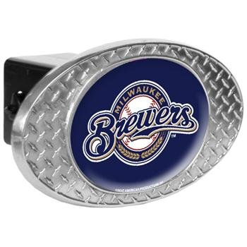 MLB Milwaukee Brewers Metal Diamond Plate Trailer Hitch Cover