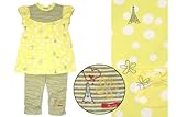 Petit Lem Baby Clothing Girls *Paris* Yellow Polka Dot/Gray Stripe Short Sleeve Swing Top w/Stripe Leggings